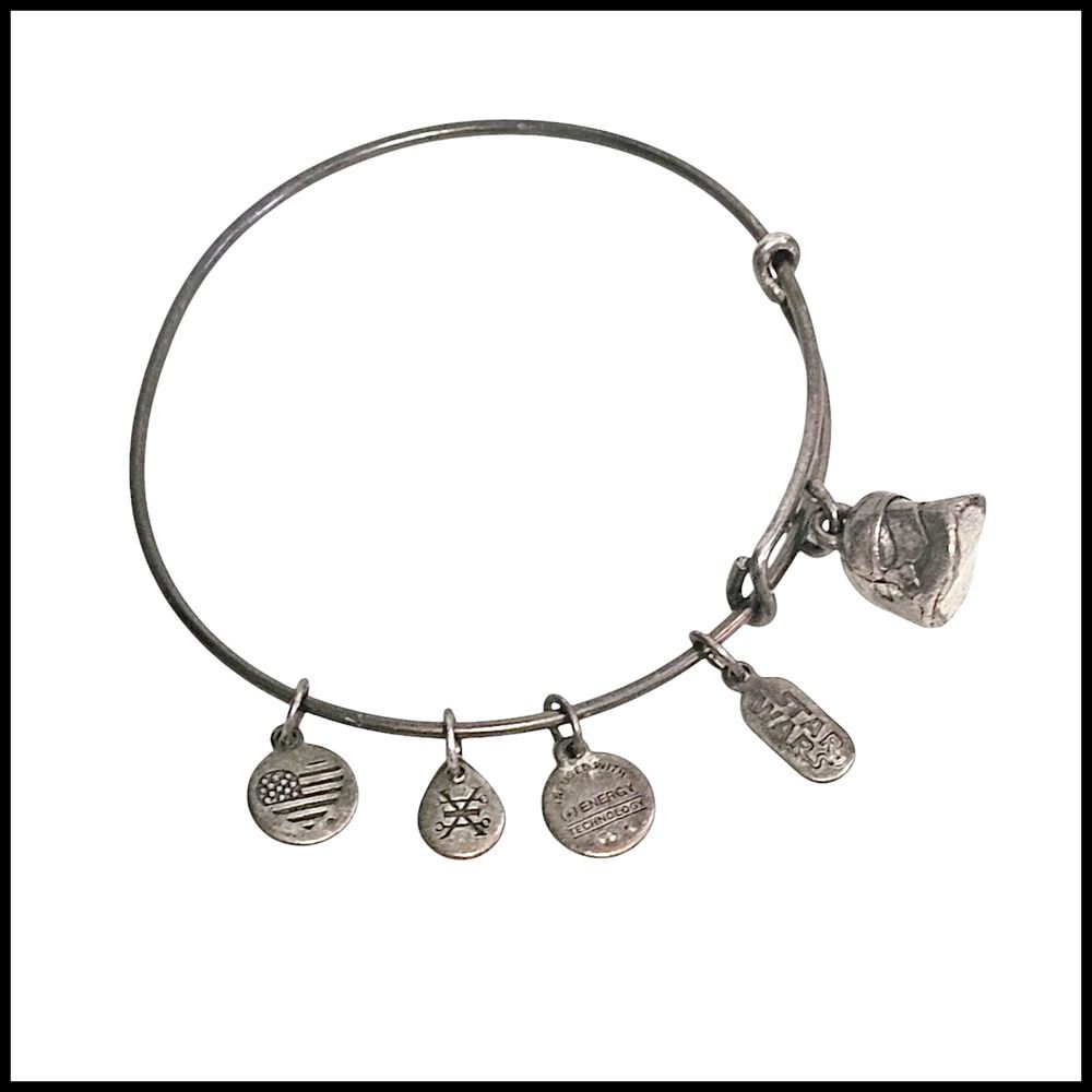 Alex and Ani Star Wars Stormtrooper Charm Bangle Bracelet Expandable Silver Tone